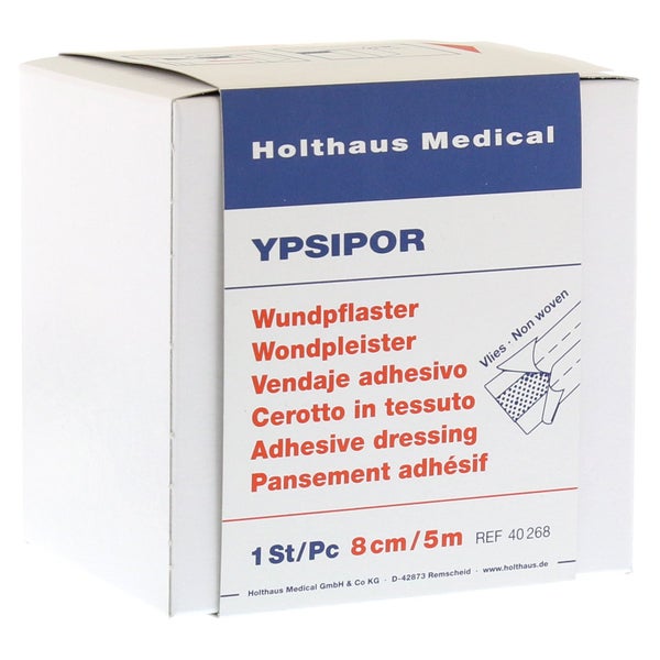 Holthaus Medical YPSIPOR Wundpflaster, Vlies, latexfrei - 1 Packung = 1 Rolle, Maße: 8 cm x 5 m 1 St