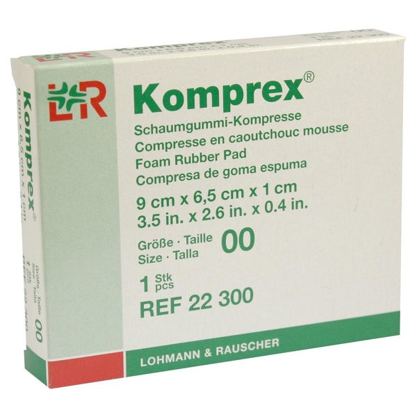 Lohmann & Rauscher Komprex Schaumgummi Kompresse, grün, individuell zuschneidbar - 1 Stück, Maße: 9 x 6,5 cm, Größe: 00 oval 1 St