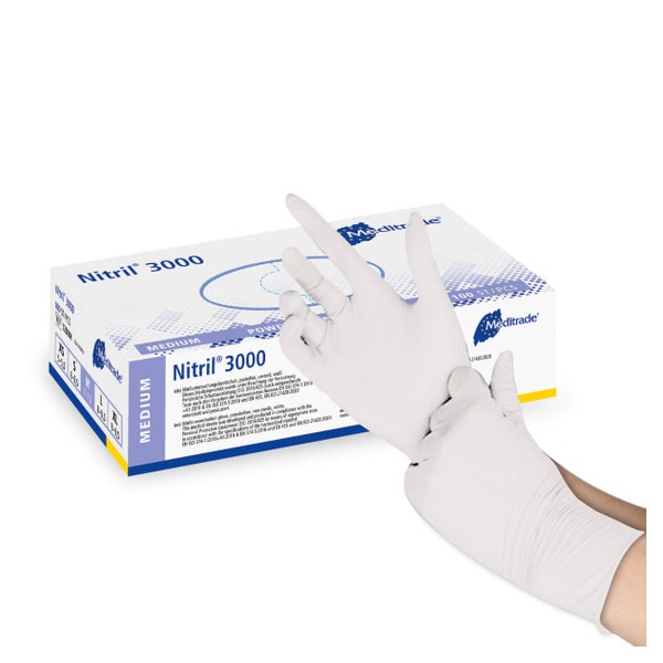 Meditrade Nitril 3000 Untersuchungshandschuhe weiß Gr. M 100 St