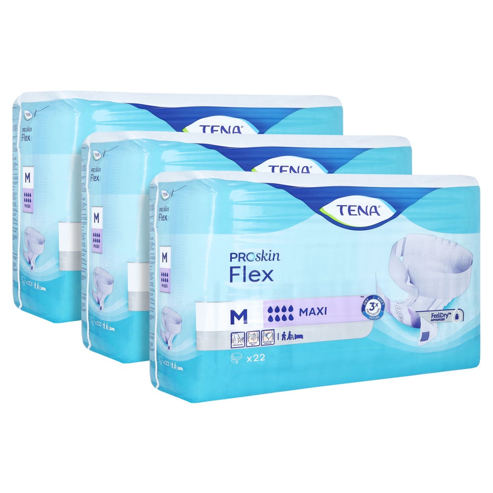 TENA ProSkin Flex Maxi Inkontinenzvorlage mit Hüftbund M, 22 Stück 3X22 St