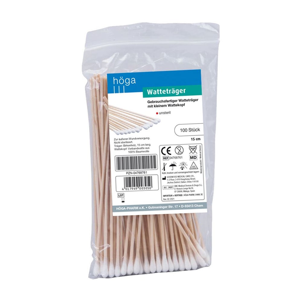 Watteträger 15 cm m.kleinem Wattekopf 100 St
