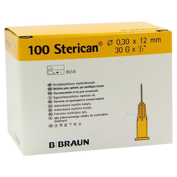 B. Braun Sterican Insulinkanülen 100 Stück - 0,30 x 12 mm 30 x 1/2'' hellgelb 100 St