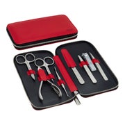 Reißverschluss-Etui aus Spaltleder rot, 8-teilig 1 St