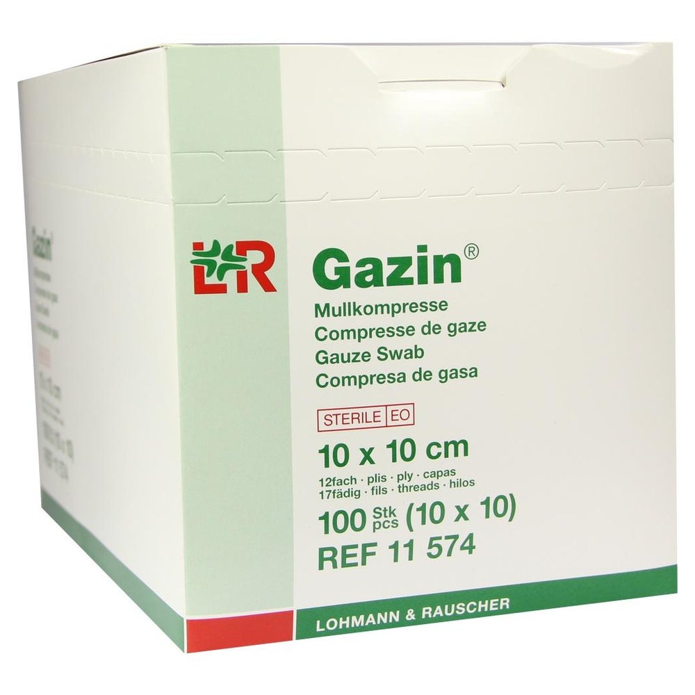 Lohmann Rauscher Gazin Mullkompresse steril, 10x10cm, 12- fach, 17-fädig, 10x10 Stück 10X10 St