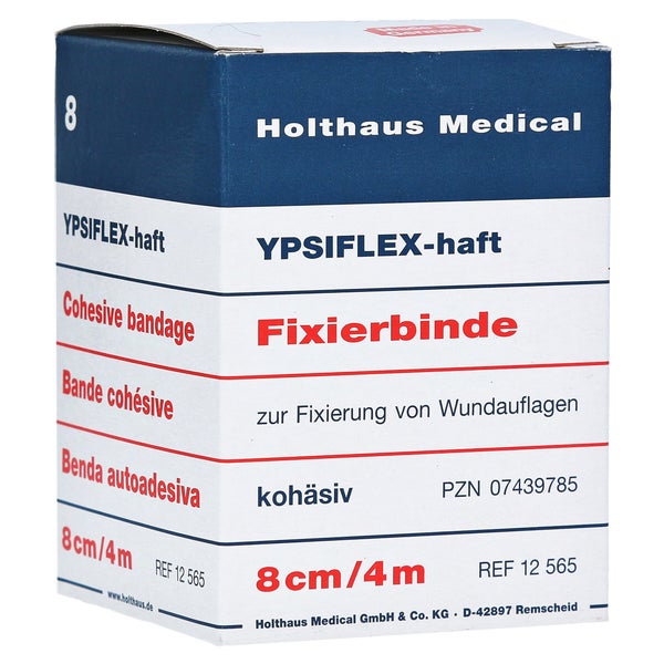 Holthaus Medical YPSIFLEX haft Fixierbinde, kohäsiv 4 m - 1 Packung = 1 Stück einzeln in Schachtel, Maße: 8 cm x 4 m 1 St