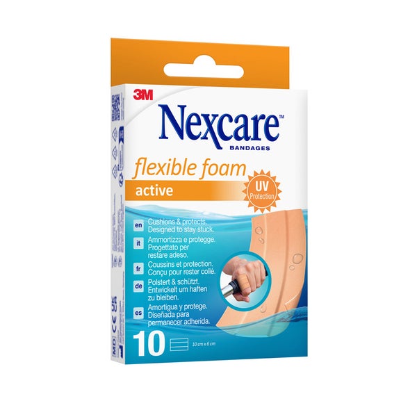 Nexcare Flexible Foam Active Bands, 6cm x 10cm 10 St