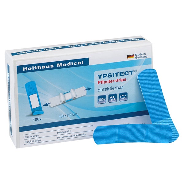 Holthaus Medical YPSITECT Pflasterstrips, detektierbar, elastisch - 1 Packung = 100 Stück, Maße: 1,9 x 7,2 cm 100 St