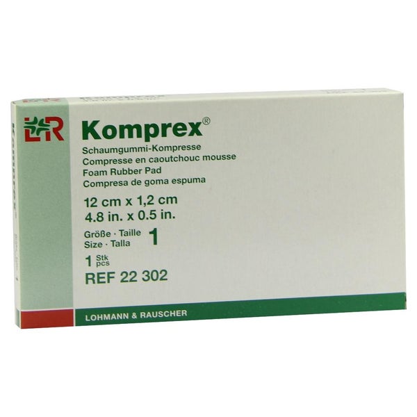Lohmann & Rauscher Komprex Schaumgummi Kompresse, grün, individuell zuschneidbar - 1 Stück, Maße: 12 x 6,5 cm, Größe: 1 nierenförmig 1 St