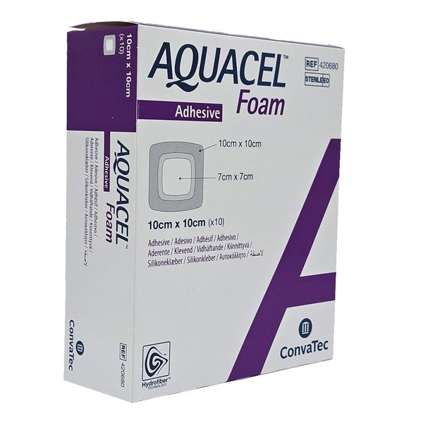 Aquacel Foam Adhäsiv 10x10 cm Verband 10 St