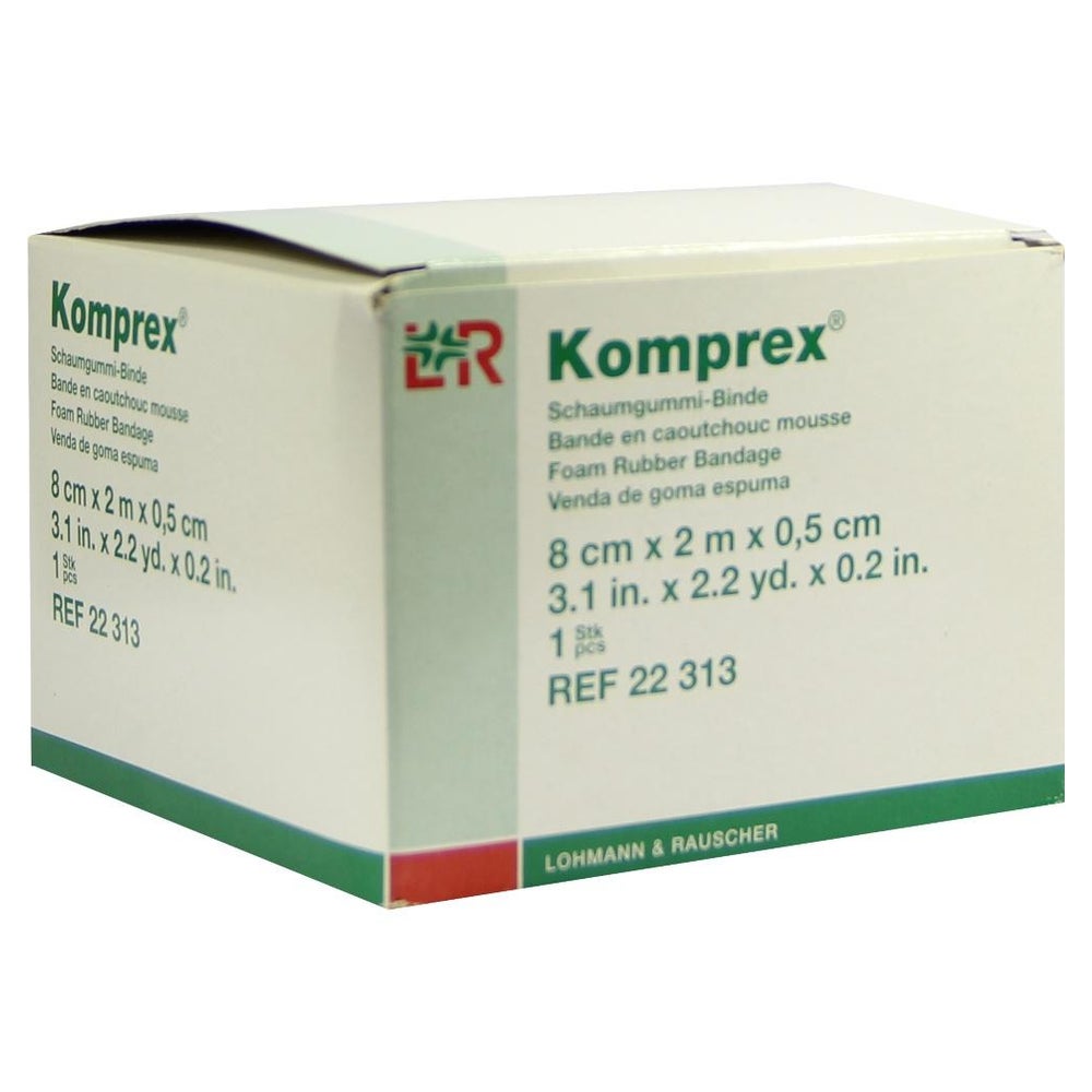 Lohmann & Rauscher Komprex Schaumgummi Binde, weiß, individuell zuschneidbar - 1 Stück, Maße: 8 cm x 2 m, Stärke 5 mm 1 St