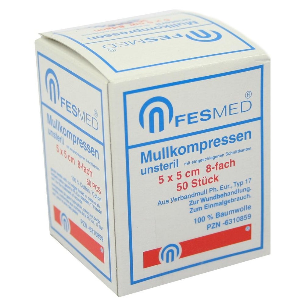 Mullkompressen ES 5x5 cm unsteril 8fach 50 St