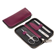 Reißverschluss-Etui aus Spaltleder beere, 3-tlg. 1 St