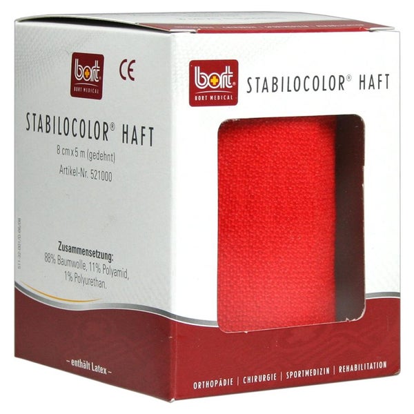 BORT Stabilocolor haft Binde 8 cm rot 1 St
