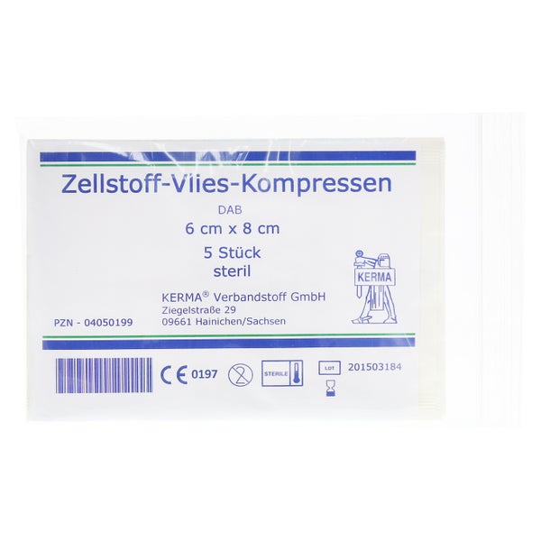 Zellstoff Vlies Kompressen steril 6x8 cm 5X1 St