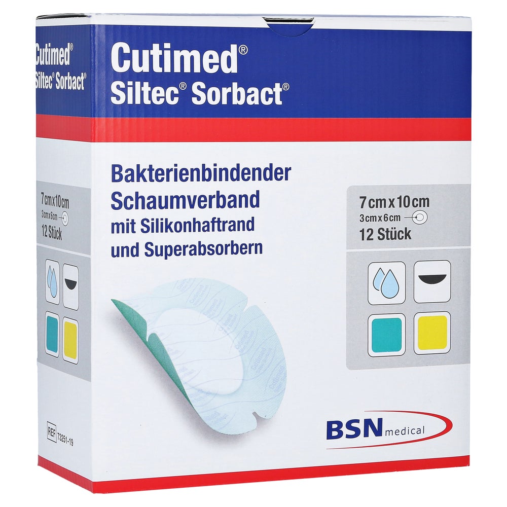 Cutimed Siltec Sorbact B PU-Verb.7x10 cm 12 St