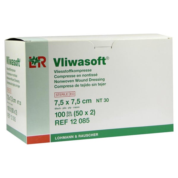 Vliwasoft Vlieskompressen 7,5 x 7,5 cm 6-lagig Steril 50X2 St