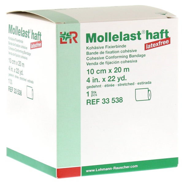 Lohmann Rauscher Mollelast haft Kohäsive Fixierbinde Latexfrei 1 Stück - Weiß / 10 cm x 20 m 1 St