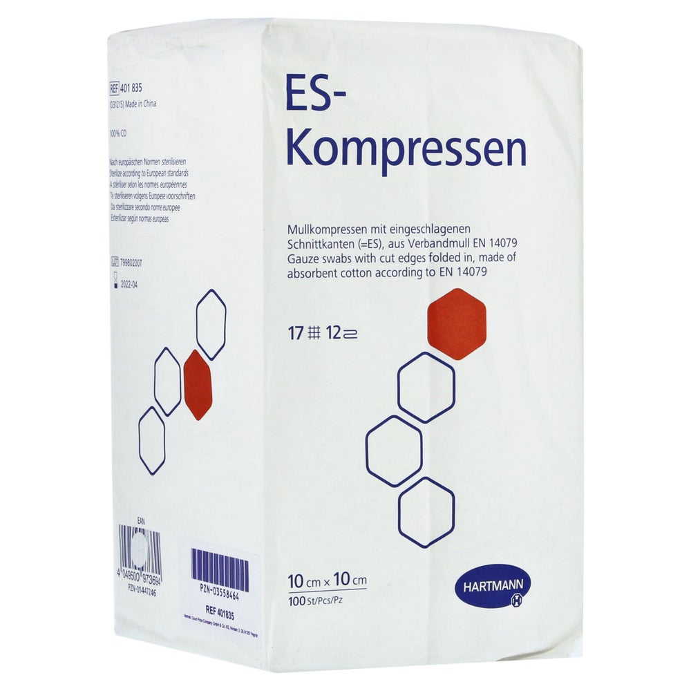 Es-kompressen Unsteril 10x10 cm 12fach 100 St