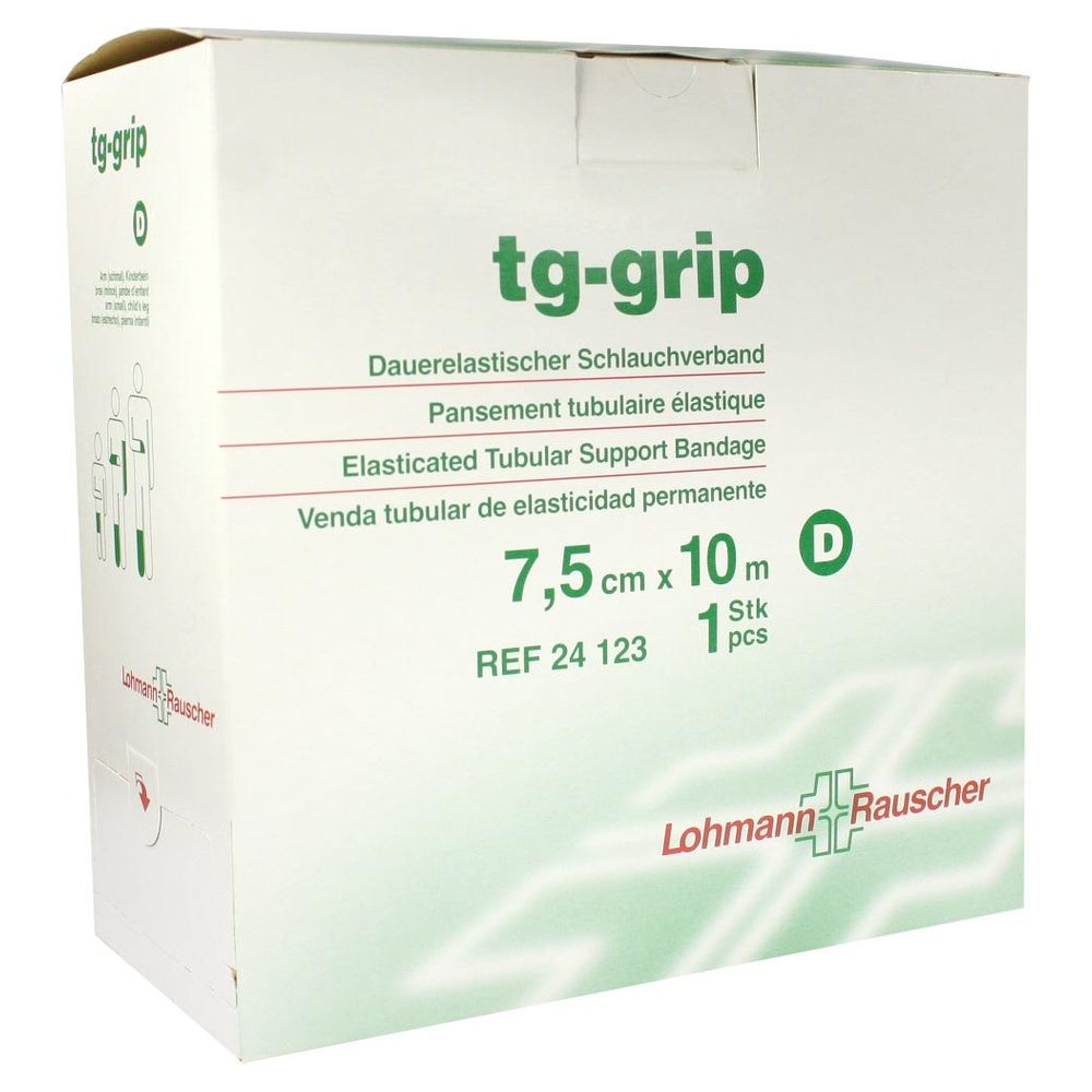 Lohmann & Rauscher tg grip Stütz-Schlauchverband, 10 m, querelastisch und hautfreundlich - 1 Stück, D (7,5 cm) für Arm (mittel), Unterschenkel 1 St
