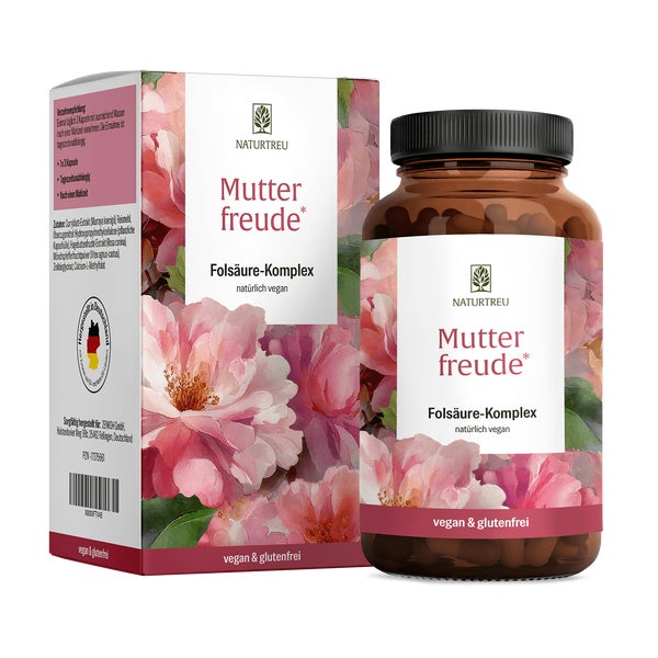 Mönchspfeffer Folsäure (Folat) Komplex - MUTTERFREUDE - 90 hochdosierte vegane Kapseln - NATURTREU® 90 St