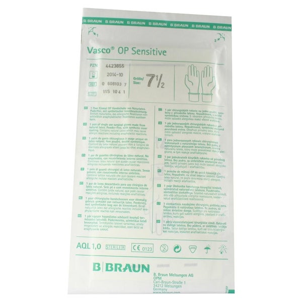 B. Braun Vasco OP Sensitive Latex Einmalhandschuhe naturweiß steril 40 Paar - 7.5 2 St