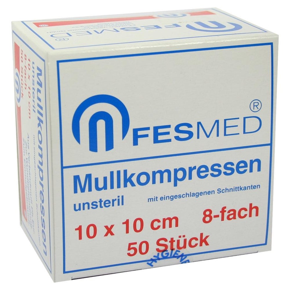Mullkompressen ES 10x10 cm unsteril 8fac 50 St