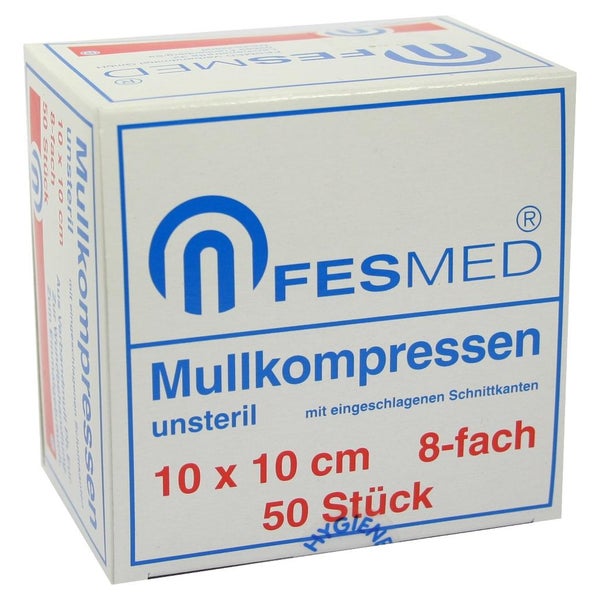 Mullkompressen ES 10x10 cm unsteril 8fac 50 St