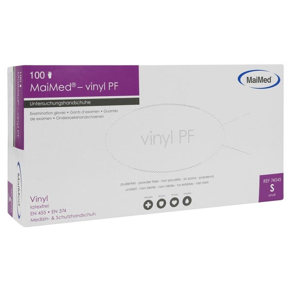 MaiMed vinyl PF Untersuchungshandschuhe unsteril puderfrei 100 Stück - S 100 St