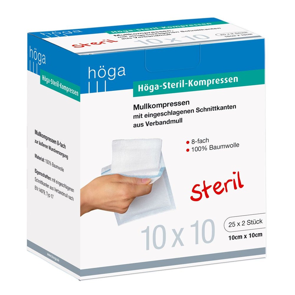 Höga-kompressen 10x10 cm steril 8fach 25X2 St
