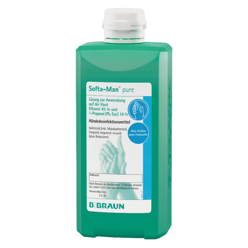 B. Braun Softa Man pure Händedesinfektion, hygienisch und chirurgisch - 500 ml – Flasche 500 ml