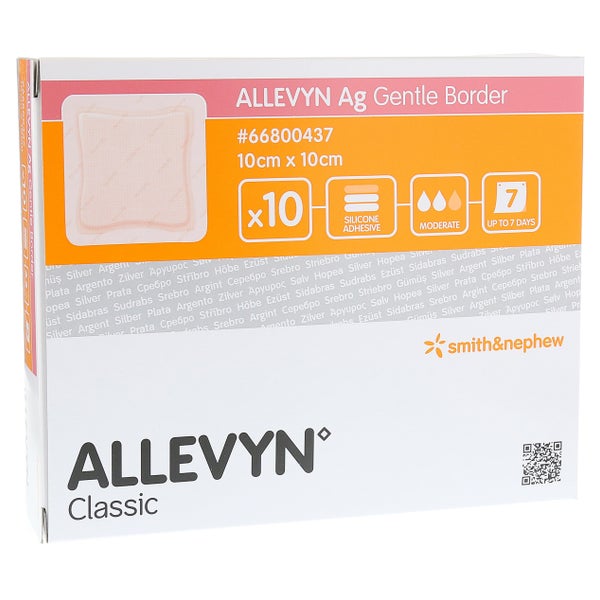 Allevyn Ag Gentle Border 10x10 cm Wundve 10 St