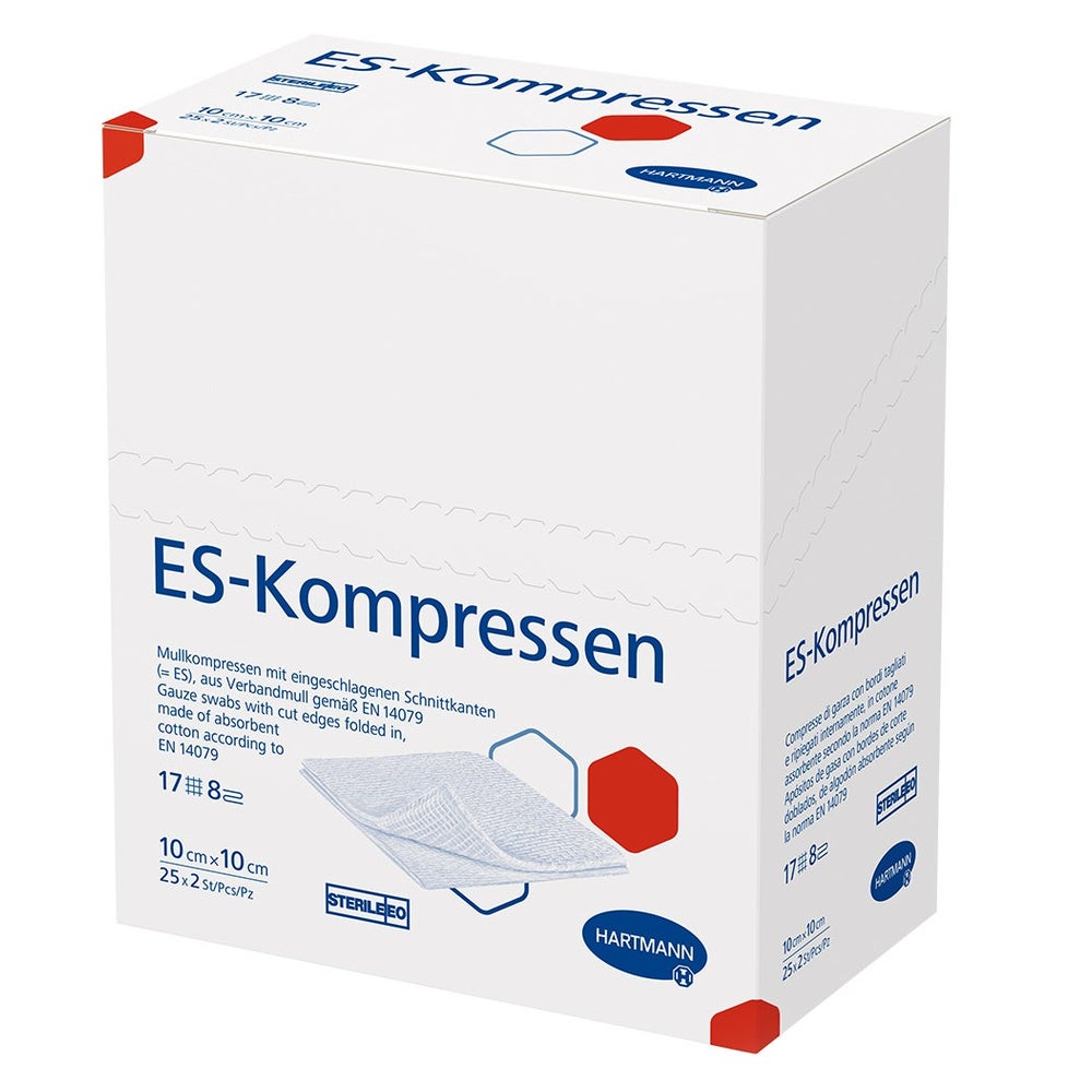 Hartmann ES-Kompressen steril 8- lagig 25 x 2 Stück - 10 x 10 cm / Einzelpackung 25X2 St