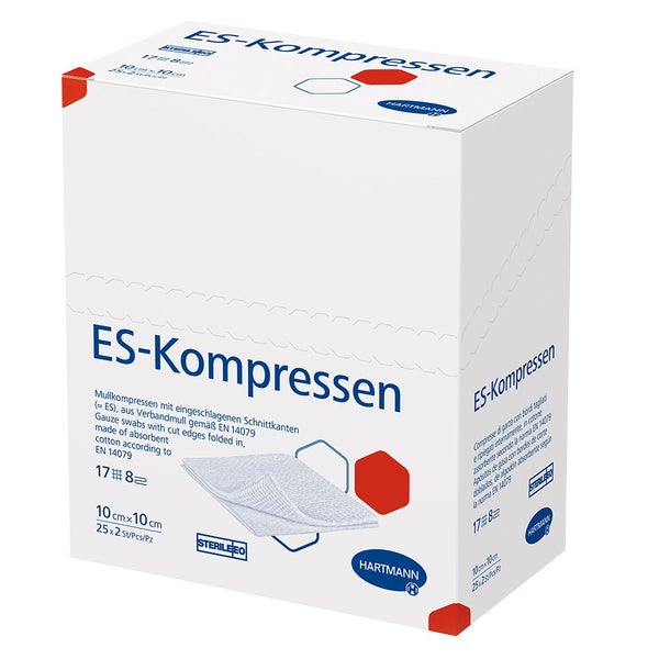 Hartmann ES-Kompressen steril 8- lagig 25 x 2 Stück - 10 x 10 cm / Einzelpackung 25X2 St
