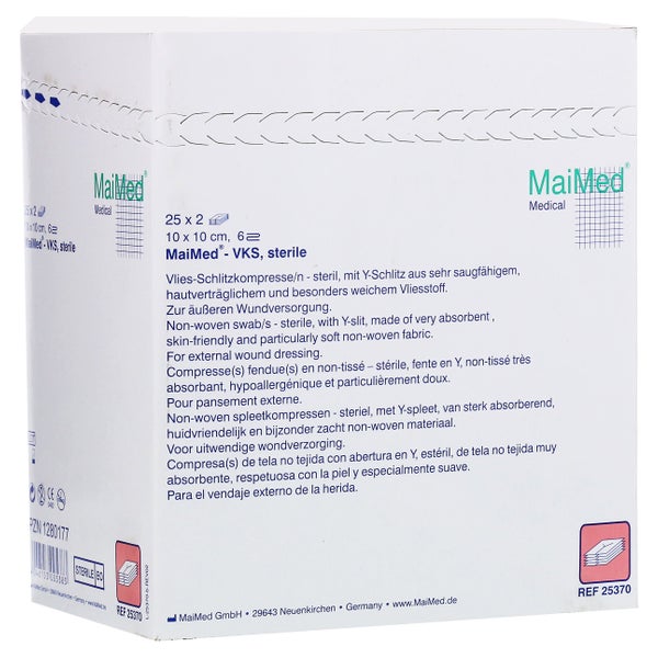 MaiMed® Vlieskompressen steril 6-fach 50 Stück - 10 x 10 cm 25X2 St