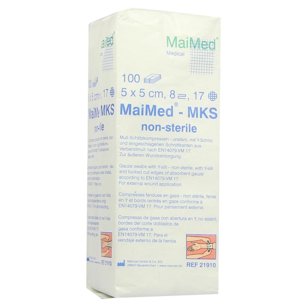 MaiMed Mull - Schlitzkompressen unsteril 8- lagig 100 Stück 100 St