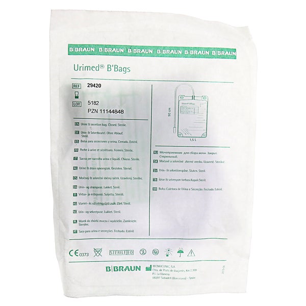 Urimed B'Bags Urin- & Sekretbeutel, ohne Ablauf, 1500 ml, 90 cm Schlauch, steril 1 St