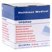 Produktabbildung: Holthaus Medical YPSIPAD Mullkompresse DIN EN 14079, steril - 1 Packung = 25 x 2 Stück, Maße: 5 x 5 cm 25X2 St