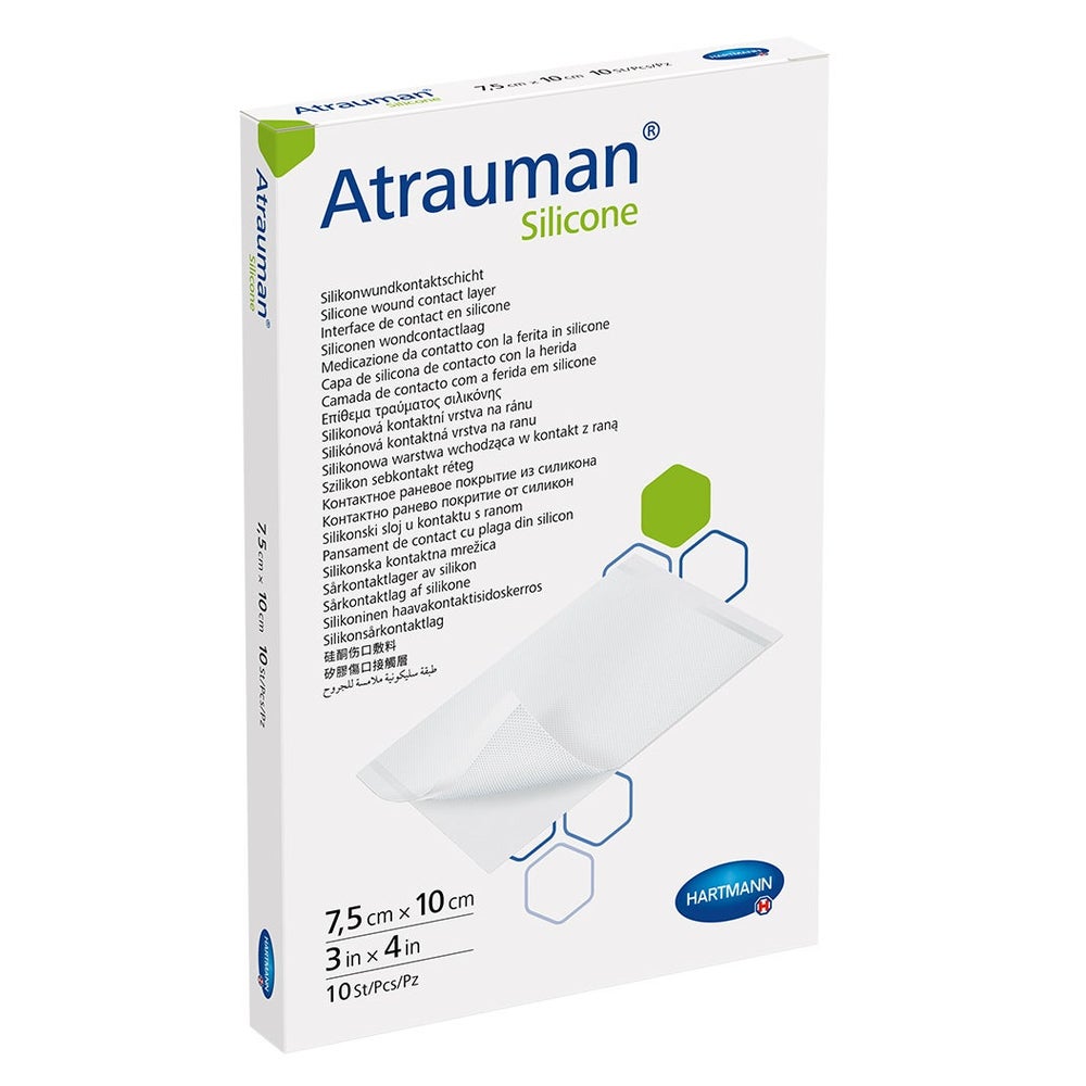 Hartmann Atrauman Silicone Wundauflage, silikonbeschichtet, steril - 7,5 x 10 cm – Packung = 10 Stück 10 St