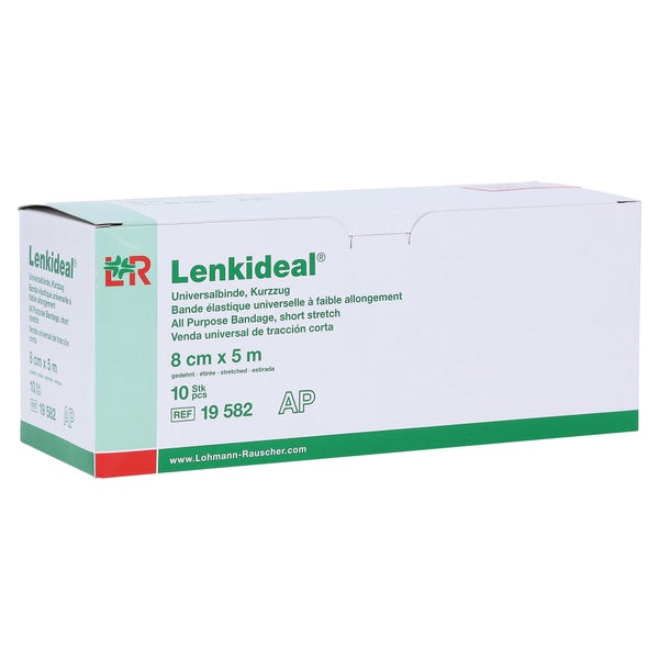 Lohmann & Rauscher Lenkideal Idealbinde, dauerelastisch, ohne Verbandklammern, weiß - 1 Packung = 10 Stück, lose im Karton, Maße: 8 cm x 5 m 10 St