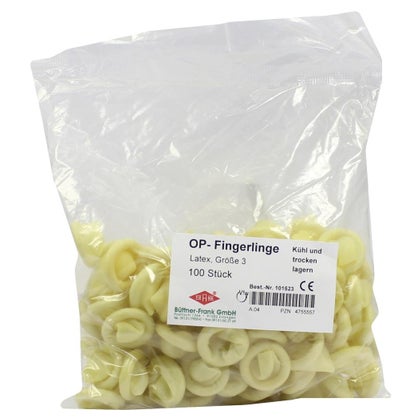 OP- Fingerlinge, Latex, gerollt,100 Stck/Pack OP- Fingerlinge, Latex, gerollt,100 Stck/Pack