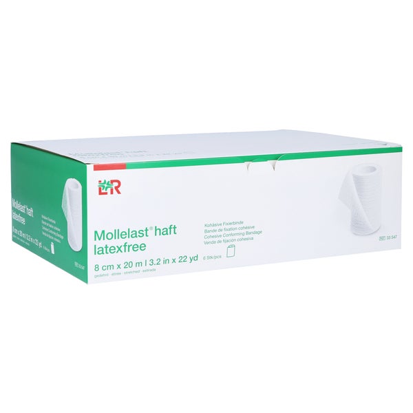 Lohmann Rauscher Mollelast haft Kohäsive Fixierbinde Latexfrei 6 Stück - 8 cm x 20 m 6 St