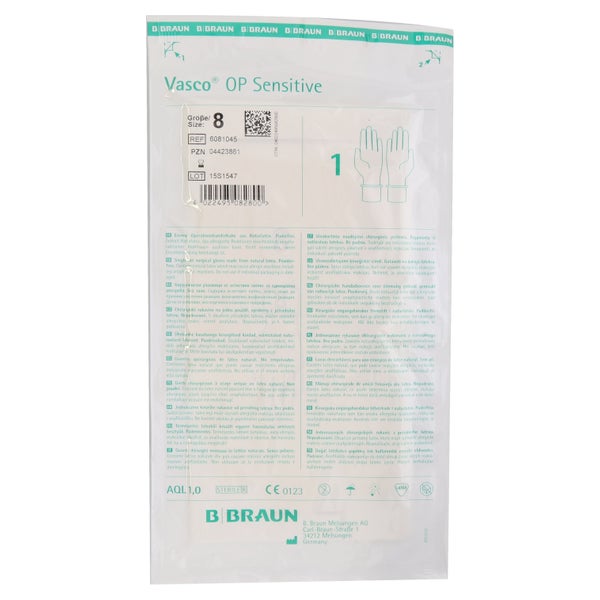 B. Braun Vasco OP Sensitive Latex Einmalhandschuhe naturweiß steril 40 Paar - 8 2 St