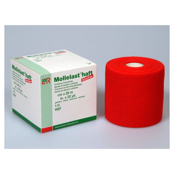 Lohmann Rauscher Mollelast haft Kohäsive Fixierbinde Latexfrei 1 Stück - Rot / 10 cm x 20 m 1 St