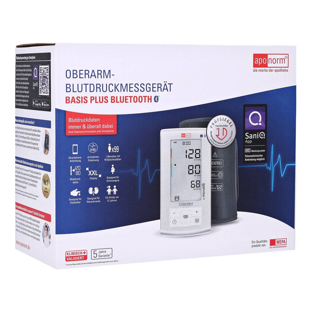 aponorm Basis Plus Bluetooth Oberarm-Blutdruckmessgerät 1 St