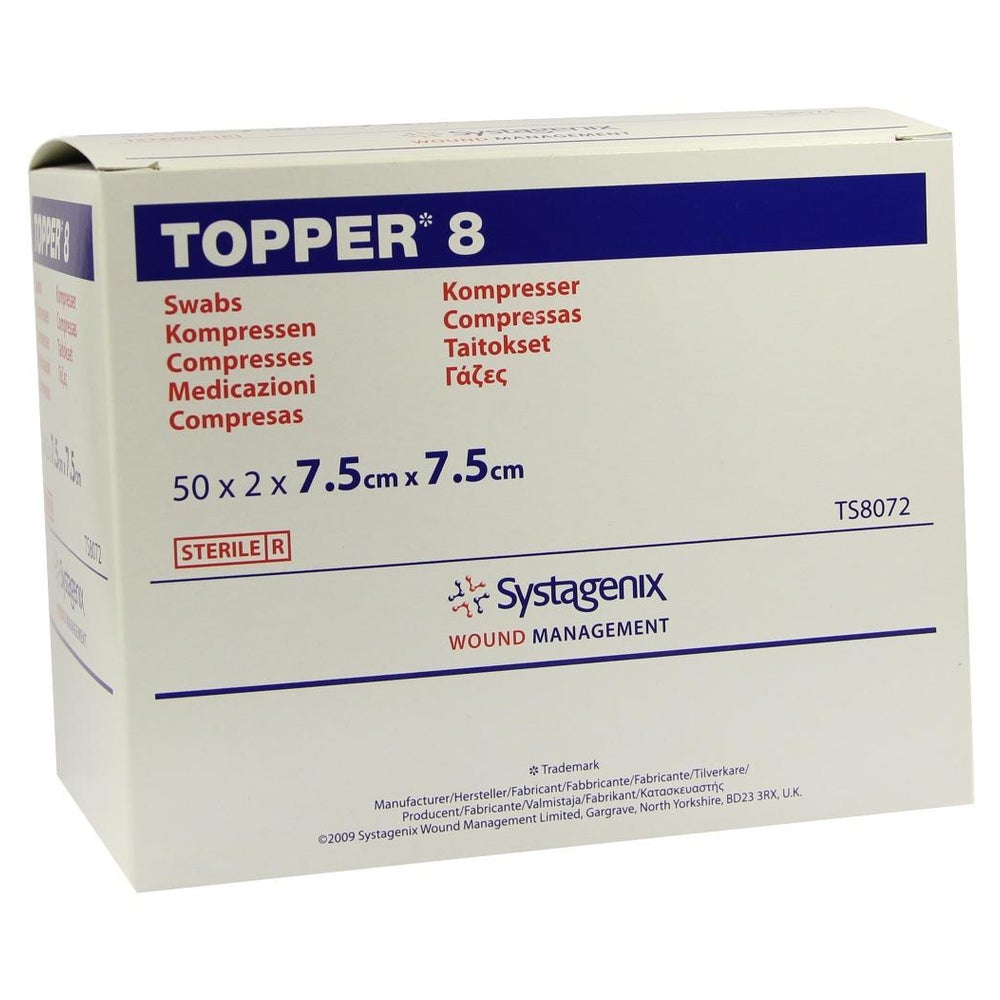 Topper 8 Kompressen 7,5x7,5 cm steril 50X2 St