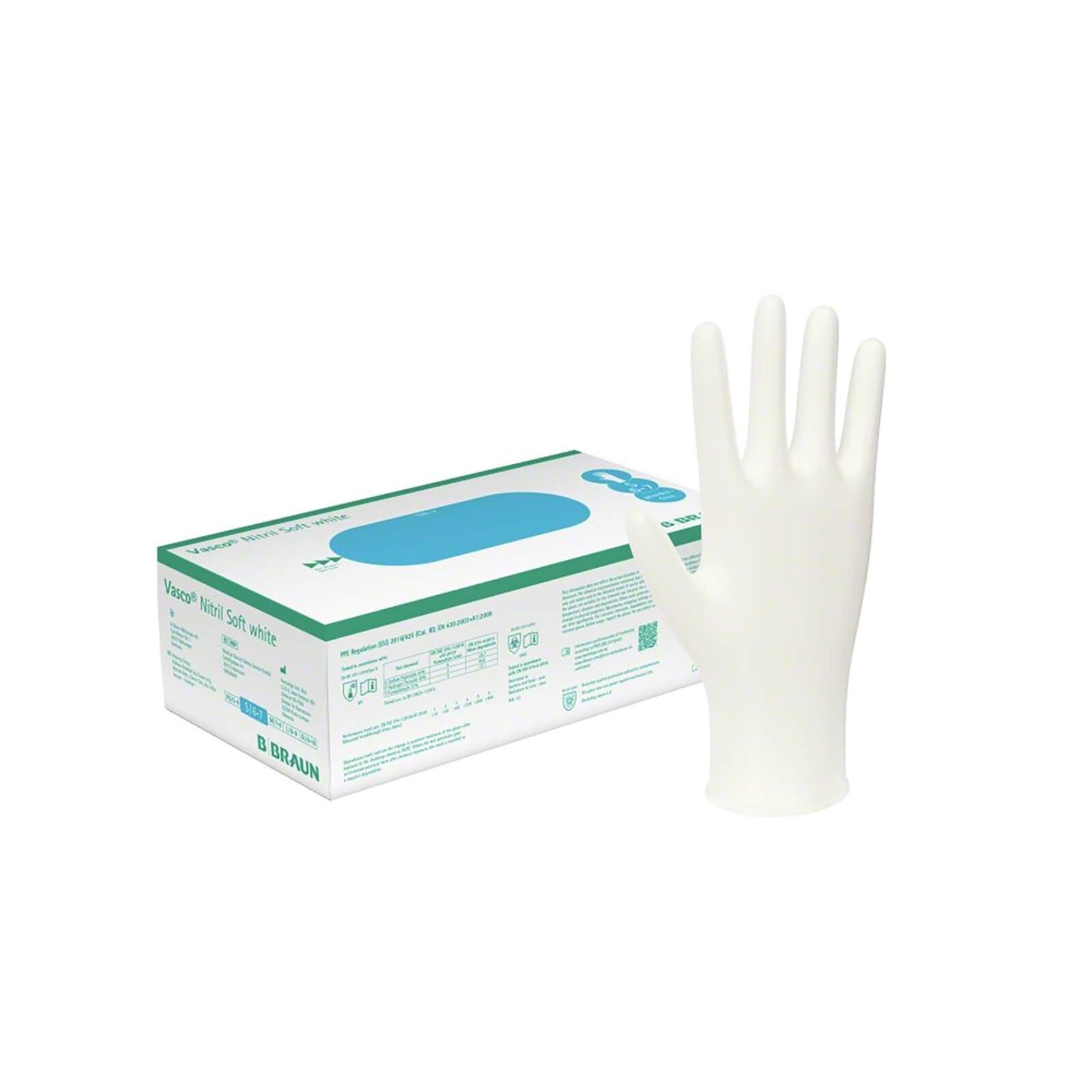 B.Braun Vasco Nitril Soft white U.-Handschuhe, PF, Gr. M, unsteril (200 Stck.) 200 St