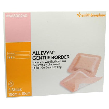 Allevyn Gentle Border Schaumverband – 10x10 Cm, 5 Stück, Für Sensible Haut