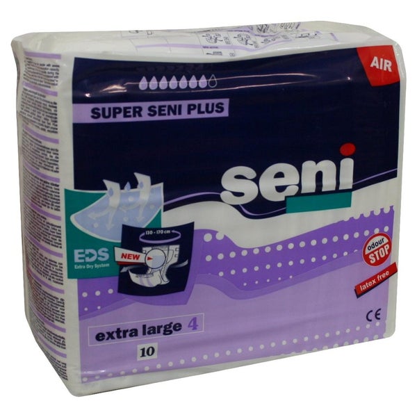 Super seni Plus XL Inkontinenzhosen, Unisex, 10er Pack, 130 - 170 cm, 3200 ml 10 St