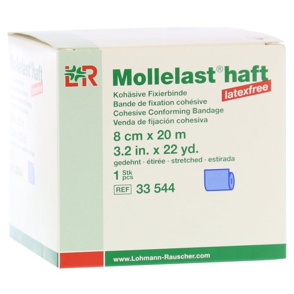 Lohmann Rauscher Mollelast haft Kohäsive Fixierbinde Latexfrei 1 Stück - Blau / 8 cm x 20 m 1 St