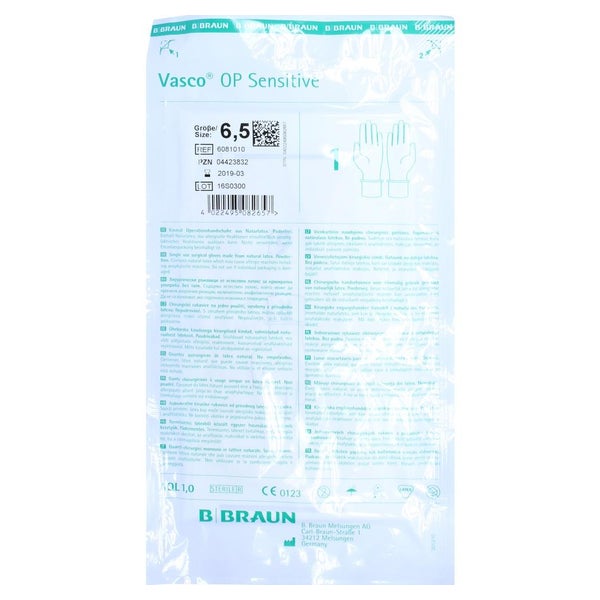 B. Braun Vasco OP Sensitive Latex Einmalhandschuhe naturweiß steril 40 Paar - 6.5 2 St